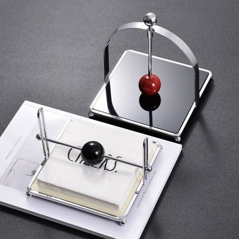 Image of Napkin Holder with Weighted Black Sphere