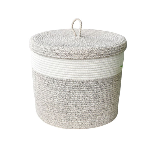Natural Cotton Rope Laundry Basket with Lid