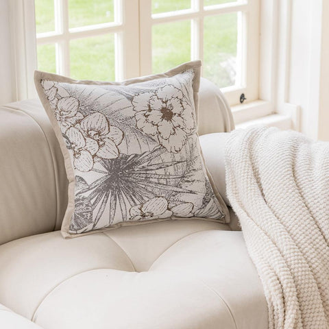 Image of Natural Floral Throw Pillow Cover