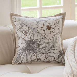 Natural Floral Throw Pillow Cover