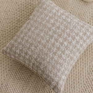 Natural Houndstooth Throw Pillow Cover