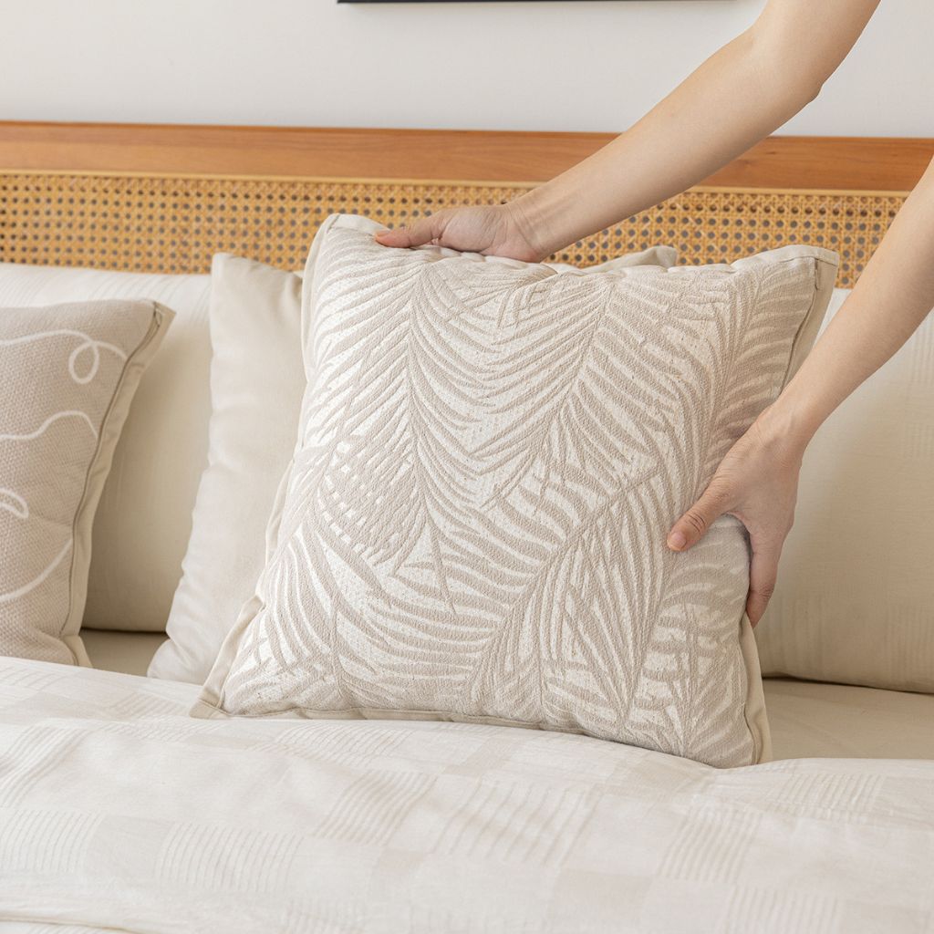 Natural Palm Leaves Throw Pillow Cover