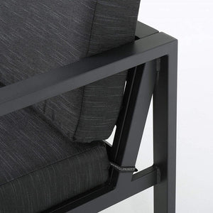 Nealie Modern Outdoor 4-Piece Dark Gray Aluminium Chat Set with Cushions