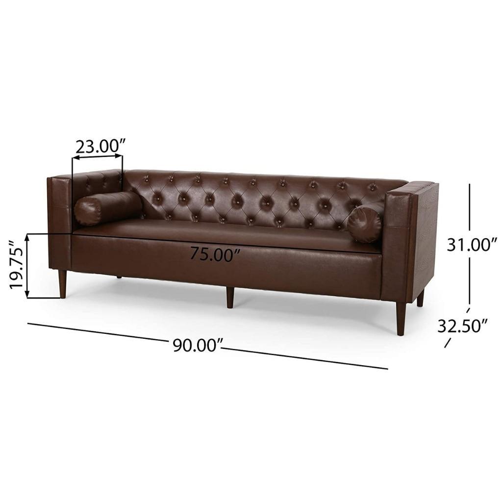 Neilan Contemporary Tufted Deep Seated Sofa with Accent Pillows