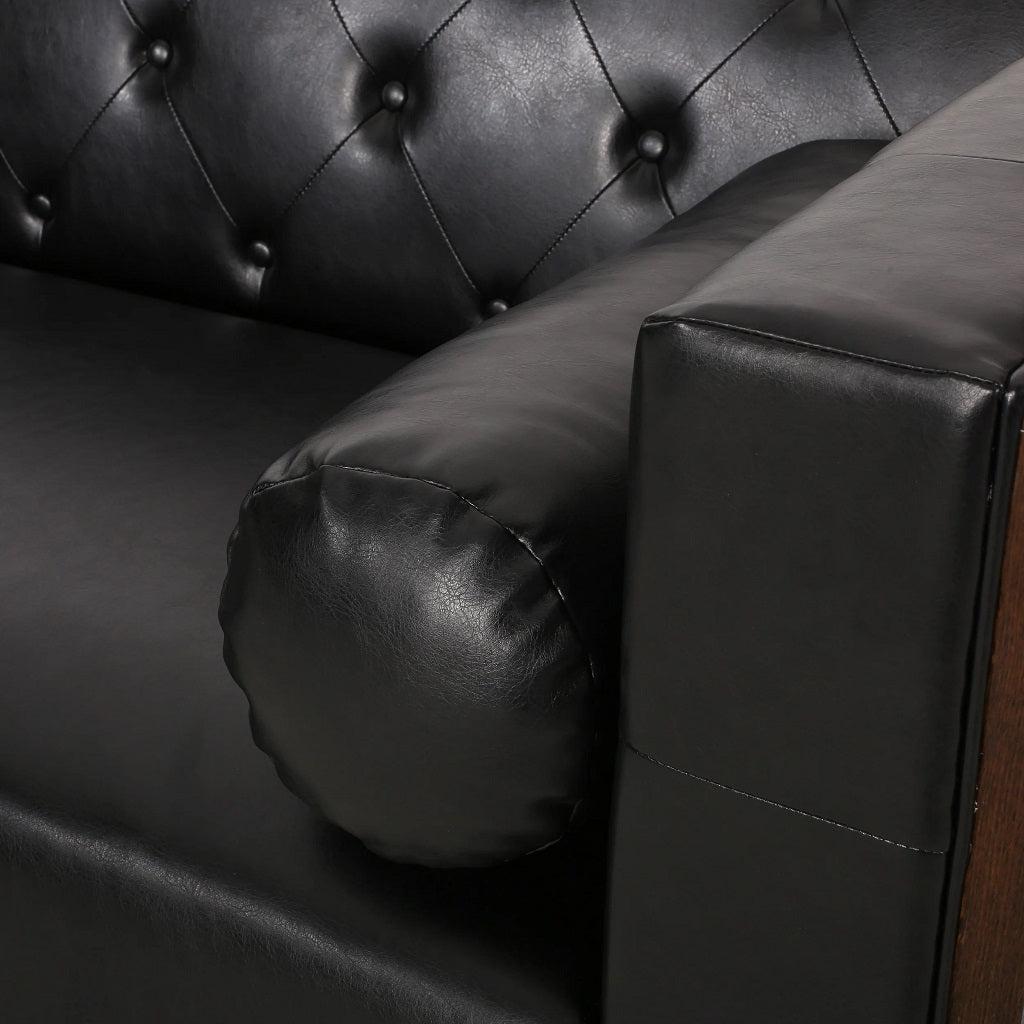 Neilan Contemporary Tufted Deep Seated Sofa with Accent Pillows