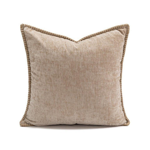 Image of Oatmeal Chenille Throw Pillow Cover With Blanket Stitch