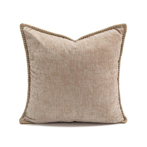 Oatmeal Chenille Throw Pillow Cover With Blanket Stitch