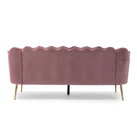 Image of Ohnstad Modern Glam Velvet Channel Stitch 3 Seater Shell Sofa