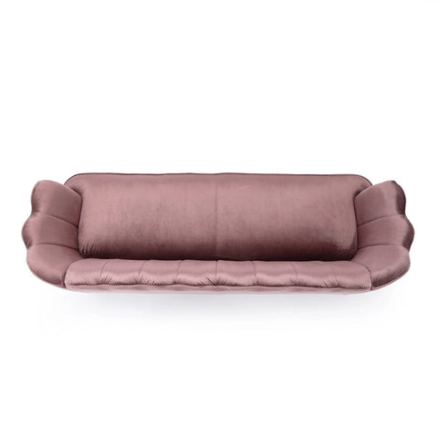 Image of Ohnstad Modern Glam Velvet Channel Stitch 3 Seater Shell Sofa