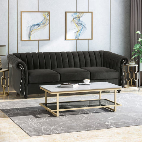 Image of Olga Modern Glam Velvet 3 Seater Sofa