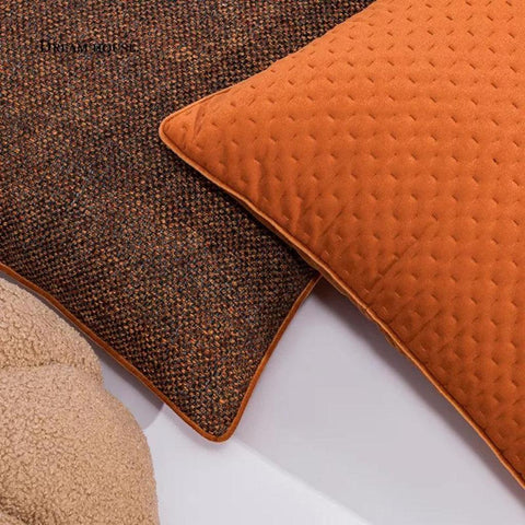 Image of Orange-Brown Woven Textured Throw Pillow Cover