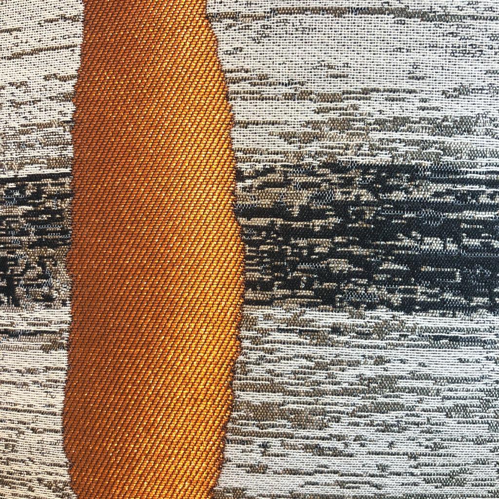 Orange Striped Metallic Throw Pillow Cover