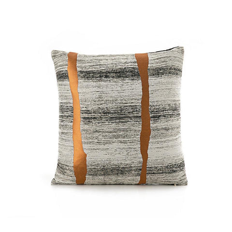 Image of Orange Striped Metallic Throw Pillow Cover