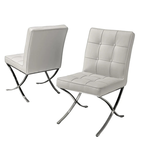 Image of Pandora Modern Design White Leather Dining Chairs (Set of 2)