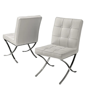Pandora Modern Design White Leather Dining Chairs (Set of 2)