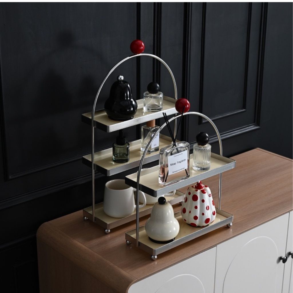 Pastel Cream Stainless Steel Cosmetic Organiser Display Shelf