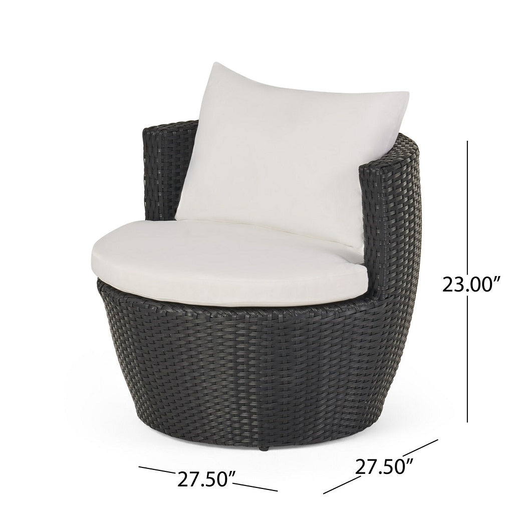 Pattaya 3pc Outdoor Black Wicker Chat Set