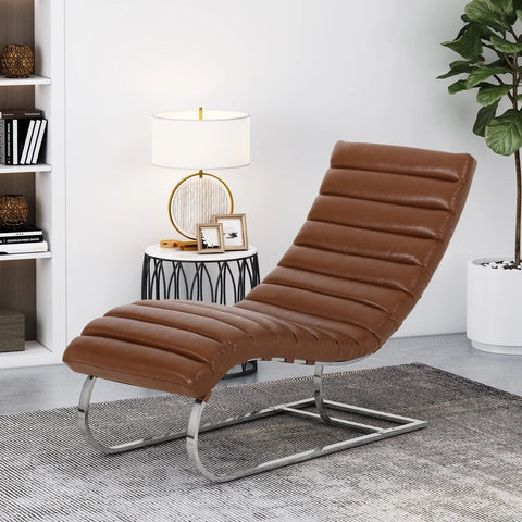 Image of Pearsall Modern Channel Stitch Chaise Lounge