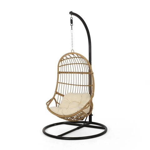 Image of Perry Outdoor Wicker Hanging Nest Chair with Stand