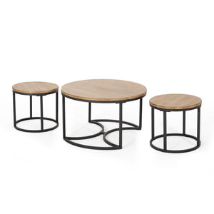 Pia Modern Industrial Coffee Table Set