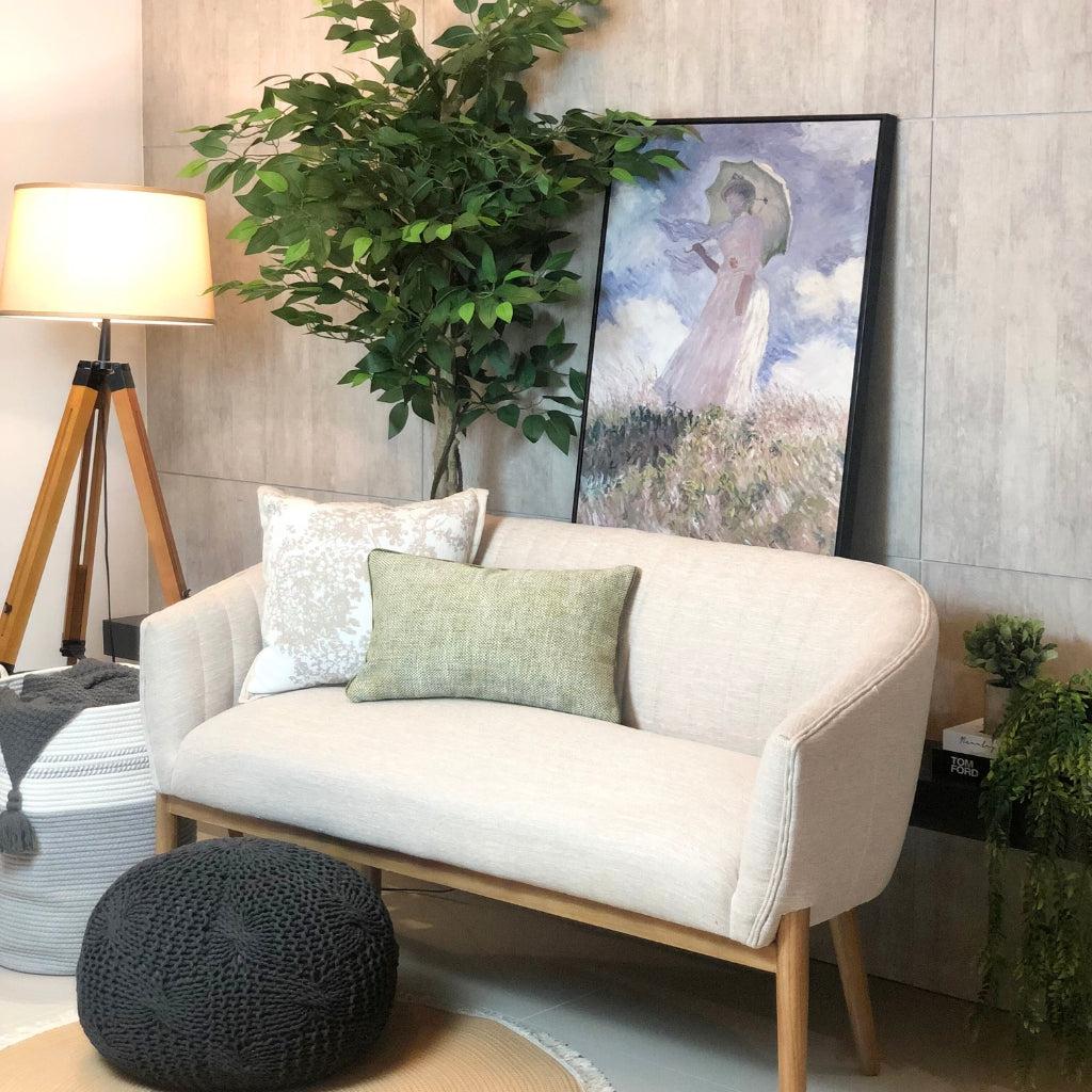Pickle Green Woven Textured Lumbar Pillow Cover