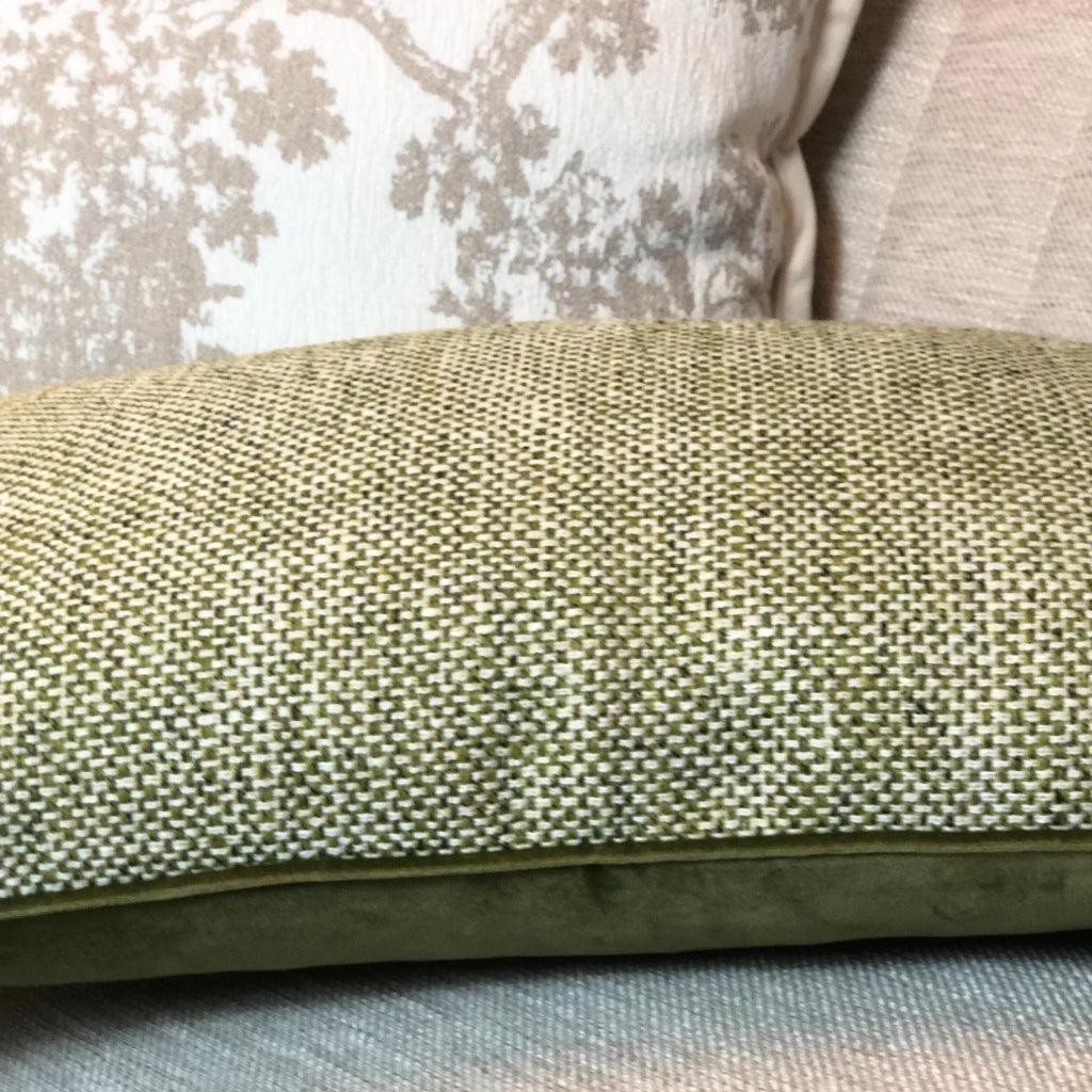 Pickle Green Woven Textured Lumbar Pillow Cover