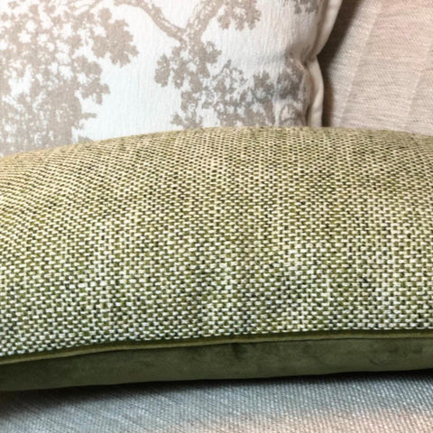 Image of Pickle Green Woven Textured Lumbar Pillow Cover