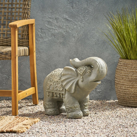 Image of Pierpont Outdoor Elephant Garden Statue, Gray and Gold