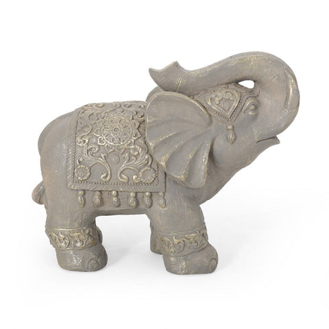 Image of Pierpont Outdoor Elephant Garden Statue, Gray and Gold