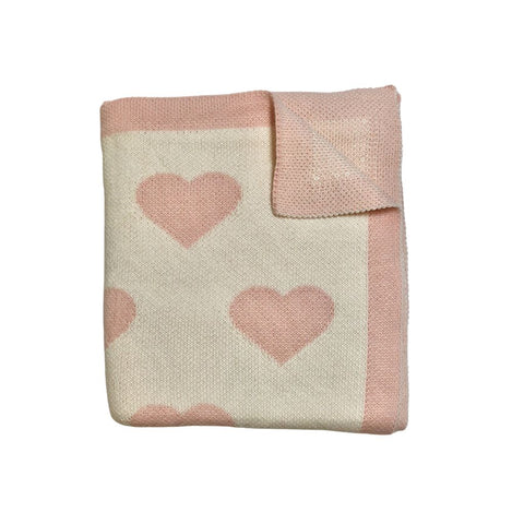 Image of Pink Loving Hearts Knitted Throw Blanket