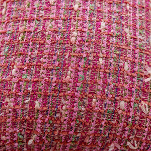 Pink Textured Tweed Delight & Fringed Boho Duo Throw Pillow Cover (Set of 2)