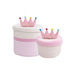 Pink Tiara Cotton Rope Storage Basket with Lid (Set of 2)