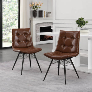 Poulan Contemporary Tufted Dining Chairs with Toothpick Legs, Set of 2
