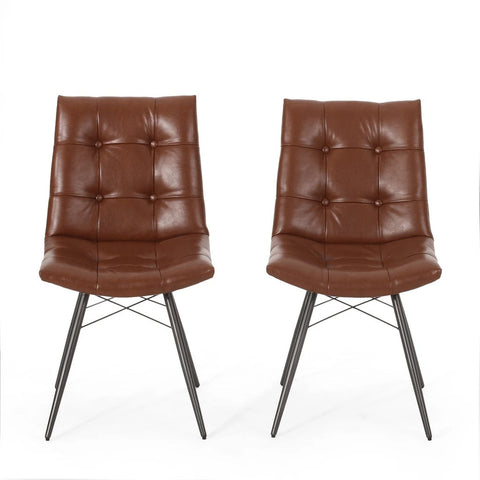 Image of Poulan Contemporary Tufted Dining Chairs with Toothpick Legs, Set of 2