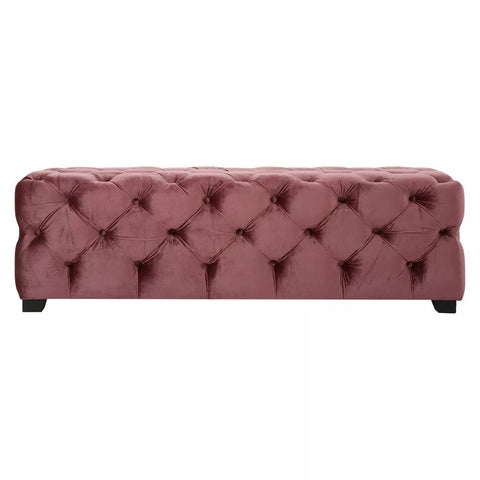 Image of Provence Button Tufted Velvet Rectangle Ottoman Bench