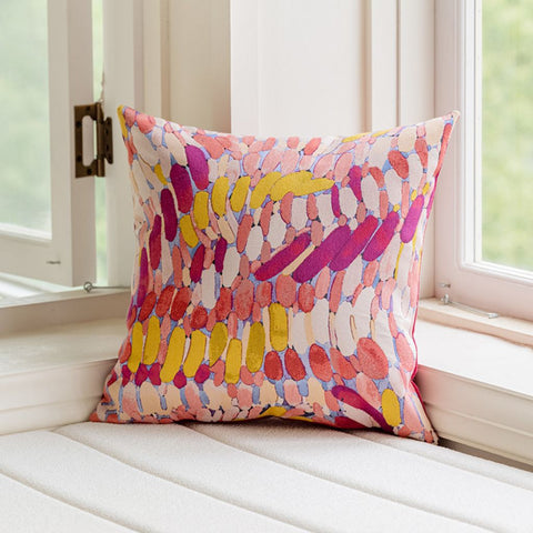 Image of Radiant Pink Bird Paradise & Brush Stroke Throw Pillow Cover (Set of 2)