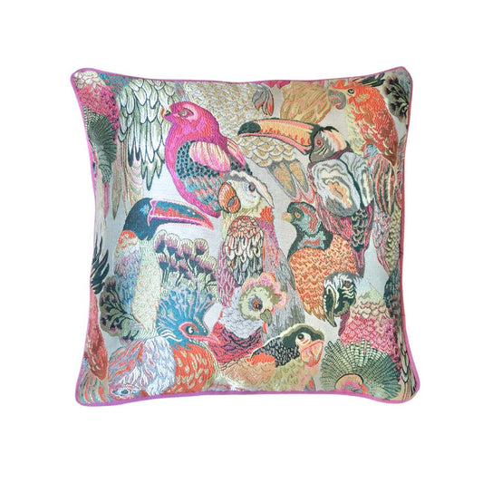 Radiant Pink Bird Paradise Throw Pillow Cover