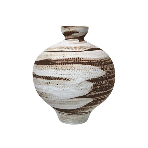 Image of Retro White Brushed Round Vase