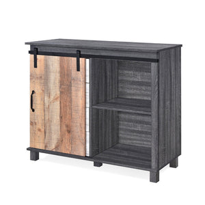 Rustic Farmhouse Sliding Barn Door Cabinet with 4-Drawers