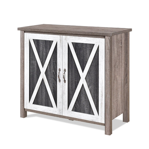 Image of Rustic Farmhouse Storage Cabinet with Barn Door