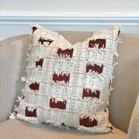 Image of Rustic Fringe Block Throw Pillow