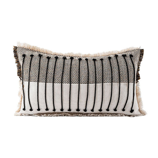 Rustic Handwoven Loom Lumbar Pillow Cover