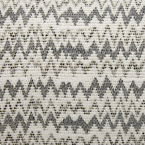 Sade Mid Century Boho Fabric Ottoman, Light Grey Zig Zag Pattern
