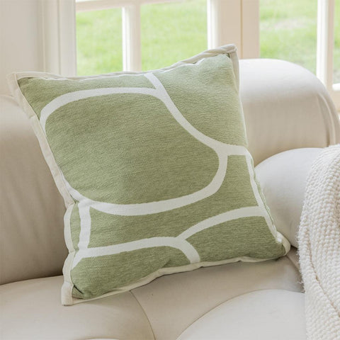 Image of Sage Green Curved Lines Throw Pillow Cover