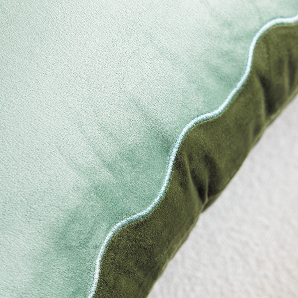 Sage Scalloped Edge Throw Pillow Cover