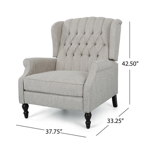 Image of Salome Oversized Tufted Wingback Fabric Push Back Recliner