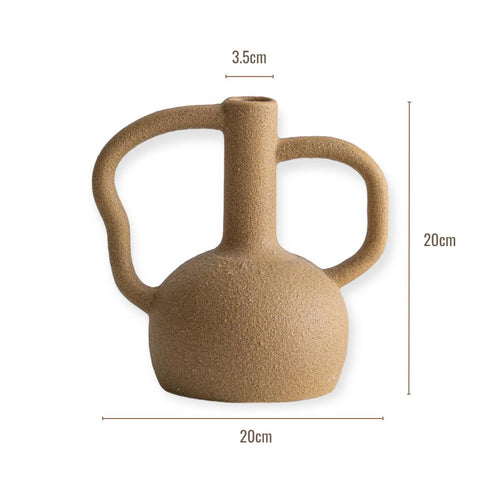 Image of Sand Ceramic Vase with Asymmetrical Butterfly Handle