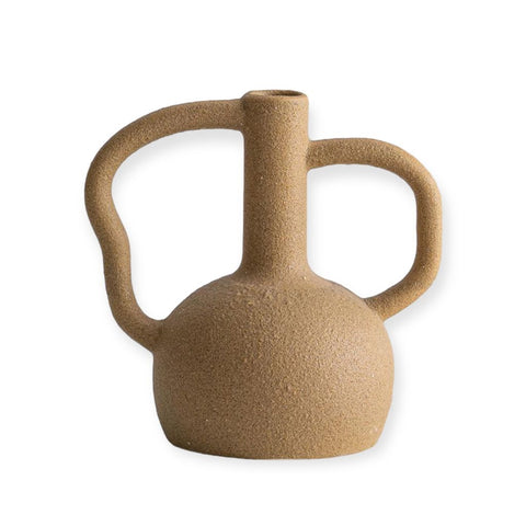 Image of Sand Ceramic Vase with Asymmetrical Butterfly Handle
