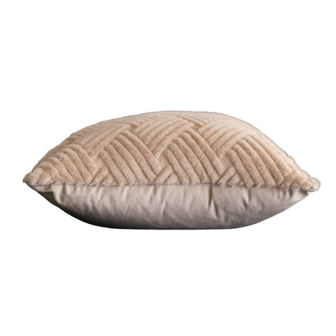 Image of Sandy Bliss Basketweave Faux Fur Throw Pillow Cover