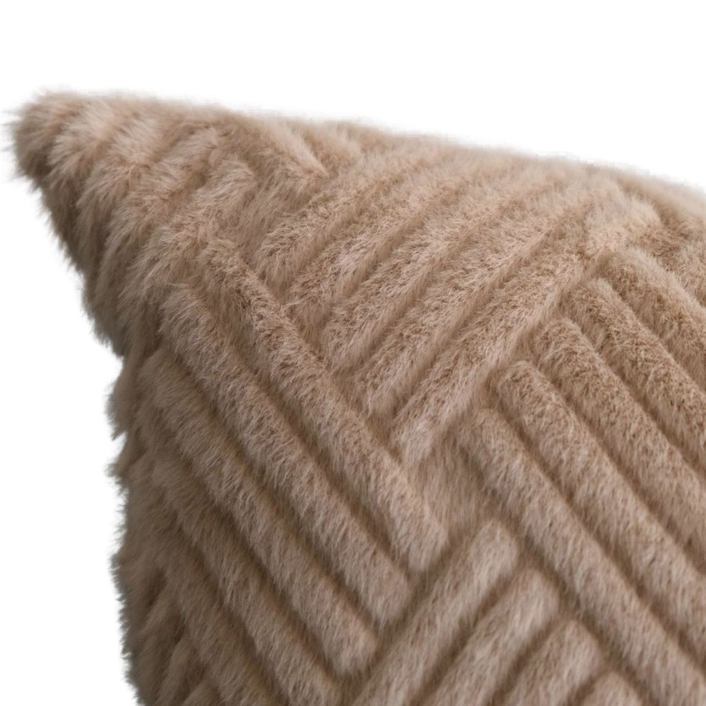 Sandy Bliss Basketweave Faux Fur Throw Pillow Cover